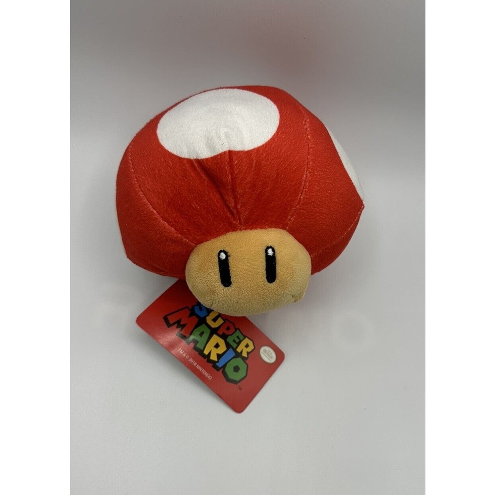 Super Mario Bros Powerup Mushroom Red White 6 Inch Plush Stuffed Toy 2019